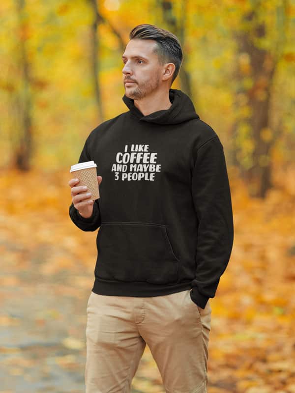 I Like Coffee and Mayve 3 People hoodie zwart