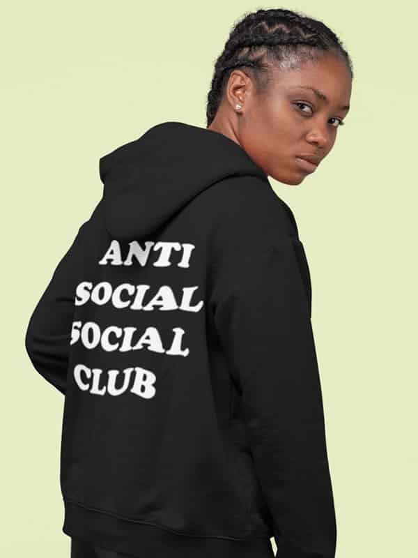 anti social social club hoodie zwart